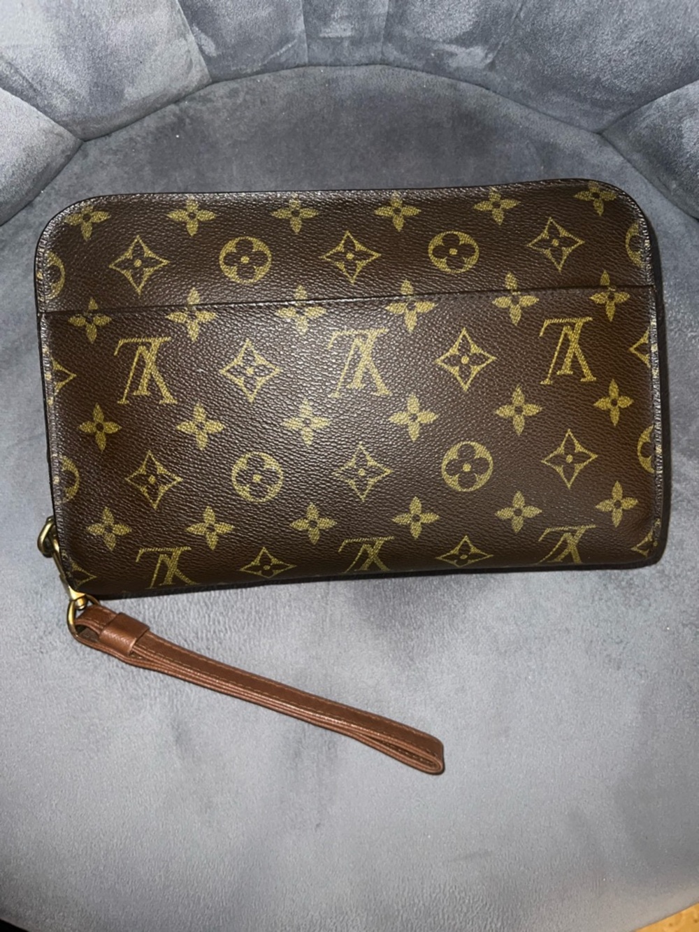 Louis Vuitton Brown Monogram Zip Wristlet Clutch
